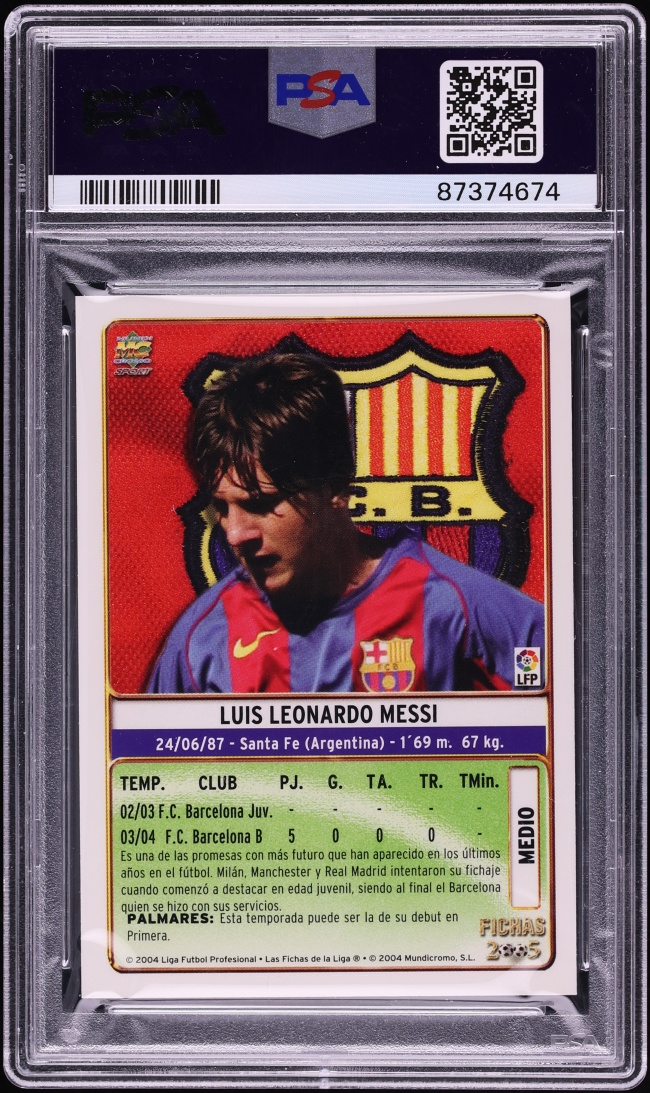 2004 Mundi Cromo Liga Lionel Messi ROOKIE #617 PSA 9 MINT