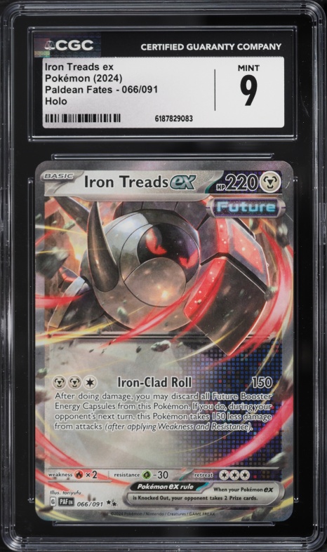 2024 Pokemon Scarlet & Violet Paldean Fates Holo Iron Treads Ex #66 CGC 9 MINT