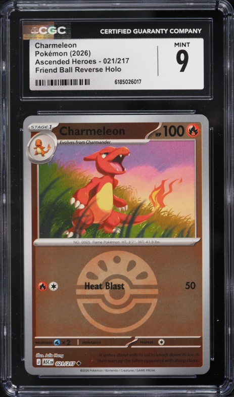 2026 Pokemon Mega Evolution Ascended Heroes Friend Ball Reverse Holo Charmeleon #021 CGC 9 MINT