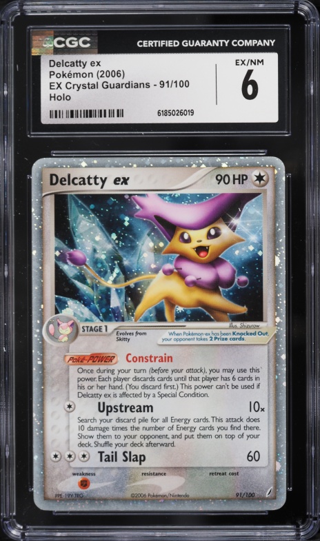 2006 Pokemon EX Crystal Guardians Holo Delcatty Ex #91 CGC 6 EXMT