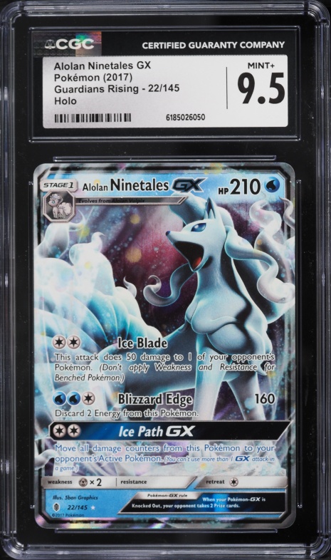2017 Pokemon Sun & Moon Guardians Rising Holo Alolan Ninetales GX #22 CGC 9.5 MINT+