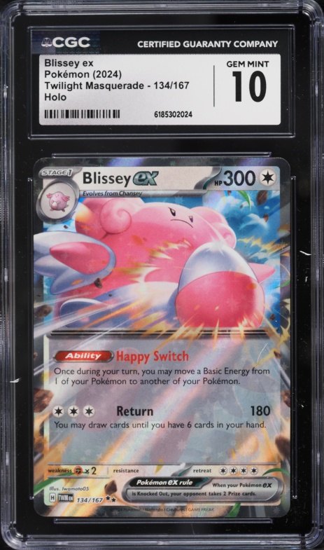 2024 Pokemon Scarlet & Violet Twilight Masquerade Holo Blissey EX #134 CGC 10 GEM MINT