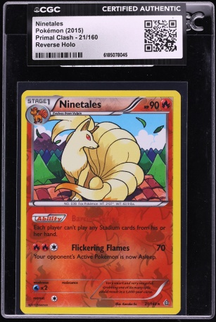 2015 Pokemon XY Primal Clash Reverse Holo Ninetales #21 CGC AUTH