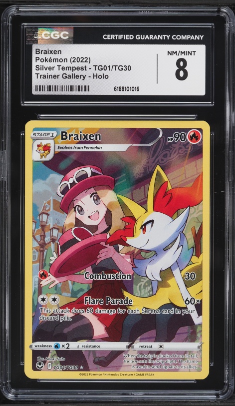 2022 Pokemon Sword & Shield Silver Tempest Trainer Gallery CHR Braixen #TG01 CGC 8 NM-MT