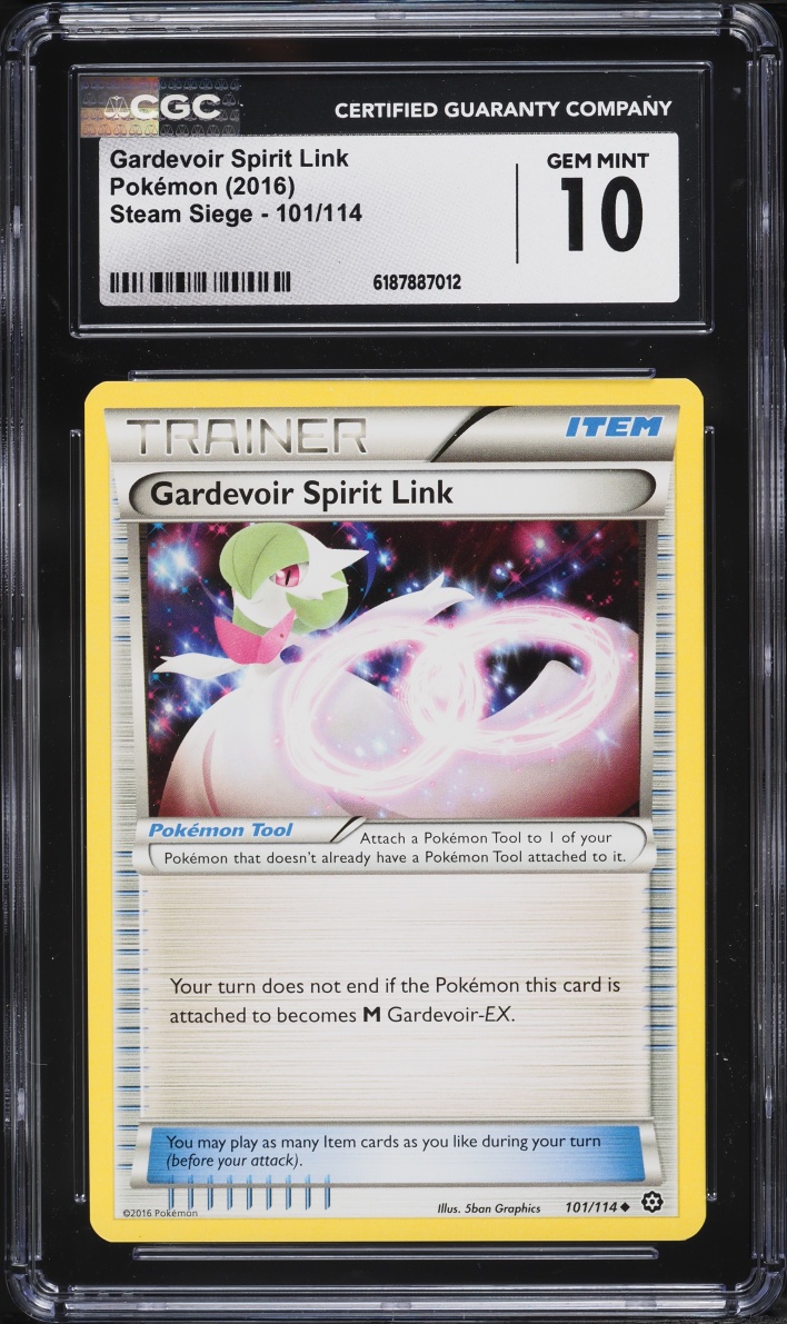 2016 Pokemon XY Steam Siege Gardevoir Spirit Link #101 CGC 10 GEM MINT