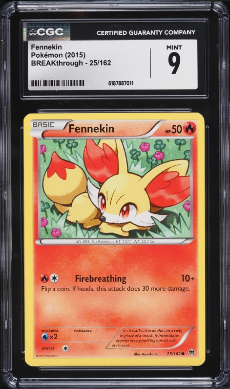 2015 Pokemon XY BREAKthrough Fennekin #25 CGC 9 MINT