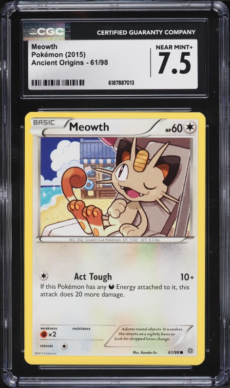 2015 Pokemon XY Ancient Origins Meowth #61 CGC 7.5 NRMT+