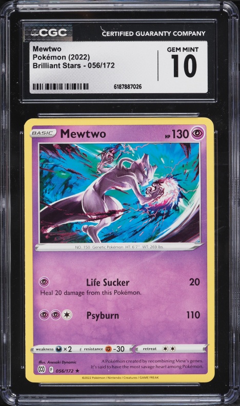 mewtwo pokemon card brilliant stars Sword and Shield #56/172 Reverse Holo T Rotterdam Comics Holo Rare Card Type Mewtwo 056/172 Brilliant Stars