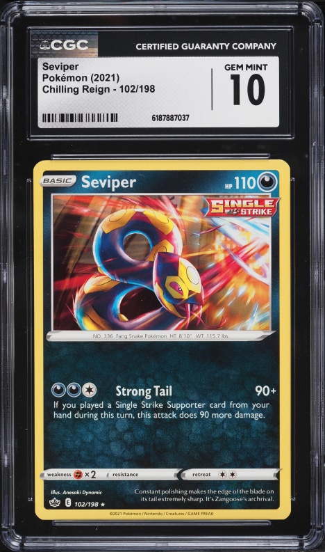 2021 Pokemon Sword & Shield Chilling Reign Seviper #102 CGC 10 GEM MINT
