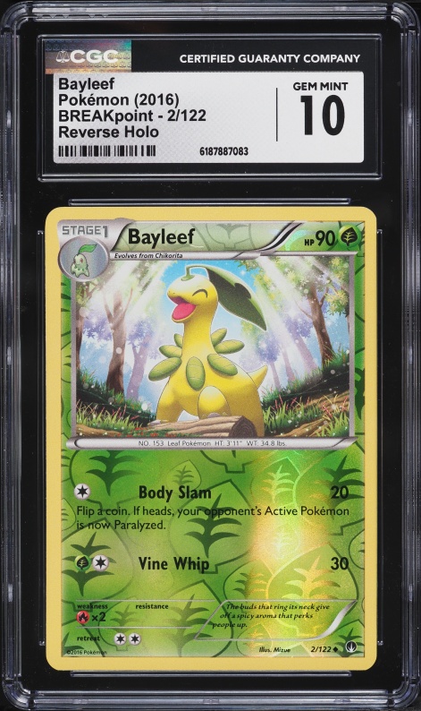 2016 Pokemon XY BREAKpoint Reverse Holo Bayleef #2 CGC 10 GEM MINT
