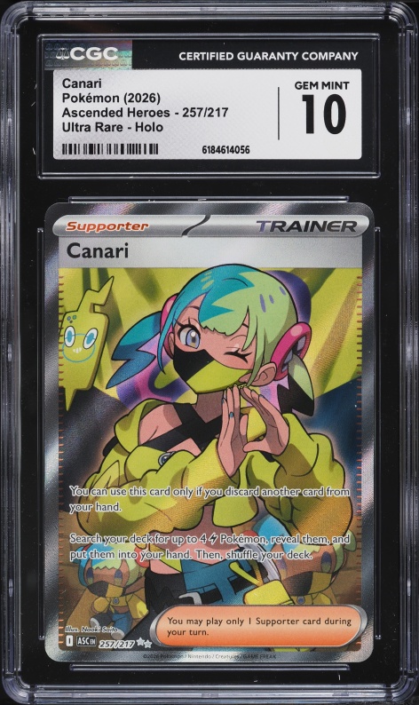2026 Pokemon Mega Evolution Ascended Heroes Full Art Canari #257 CGC 10 GEM MINT