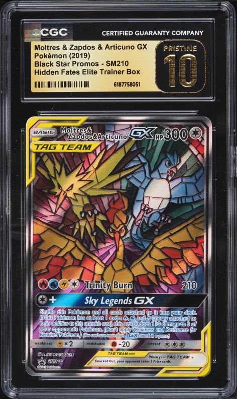 2019 Pokemon SM Promo Hidden Fates ETB Full Art Moltres Zapdos Articuno GX #SM210 CGC 10