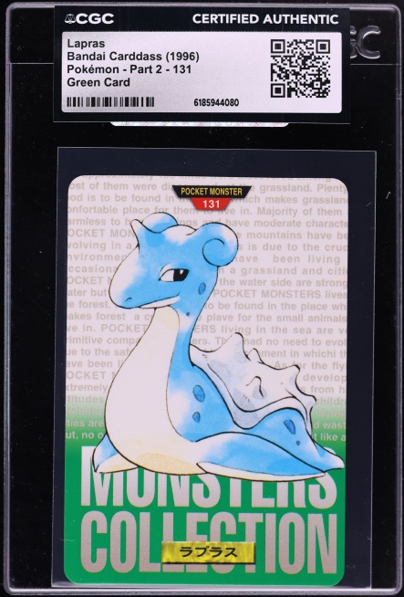 1996 Pokemon Japanese Bandai Carddass Part 2 Green Lapras #131 CGC AUTH