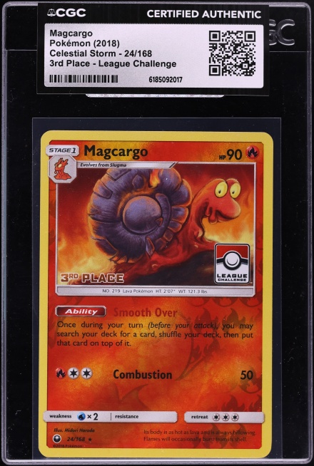 2018 Pokemon Celestial Storm 3rd Place League Challenge Magcargo #24 CGC AUTH