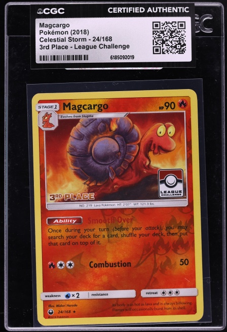 2018 Pokemon Celestial Storm 3rd Place League Challenge Magcargo #24 CGC AUTH
