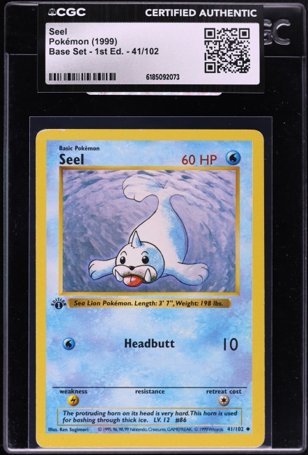 1999 Pokemon Base Set Shadowless 1st Edition Seel #41 CGC AUTH