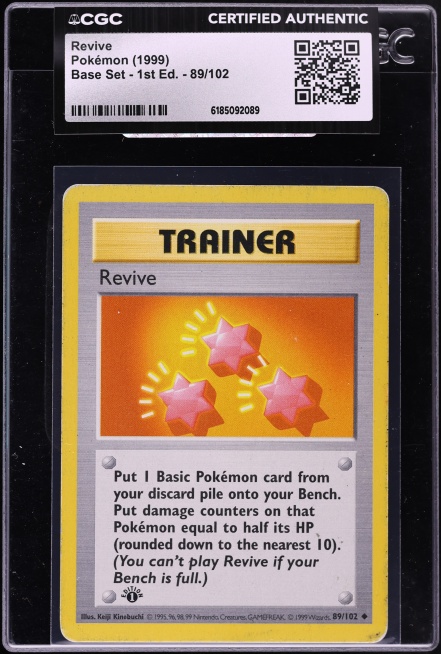 1999 Pokemon Base Set Shadowless 1st Edition Revive #89 CGC AUTH