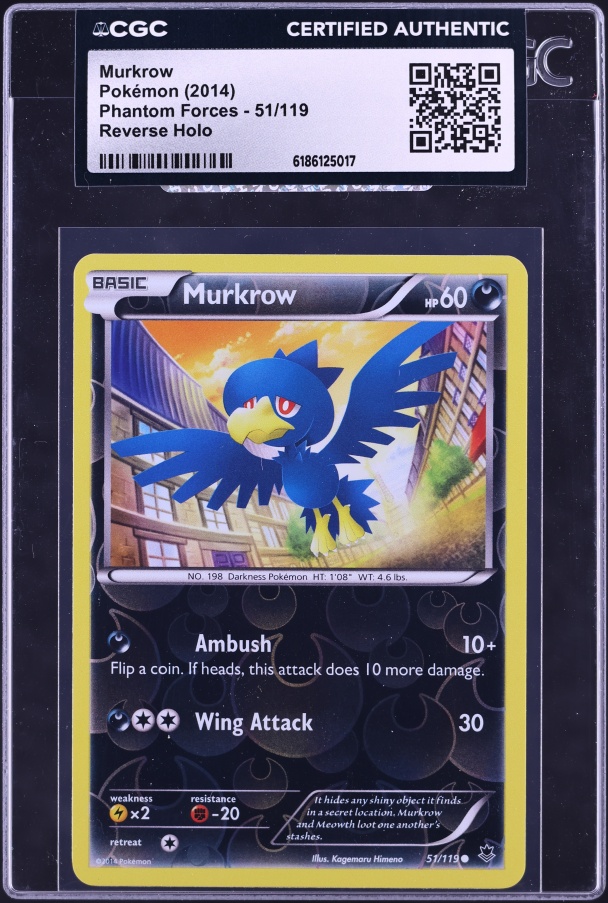 2014 Pokemon Phantom Forces Reverse Holo Murkrow #51 CGC AUTH