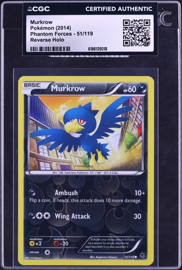 2014 Pokemon Phantom Forces Reverse Holo Murkrow #51 CGC AUTH