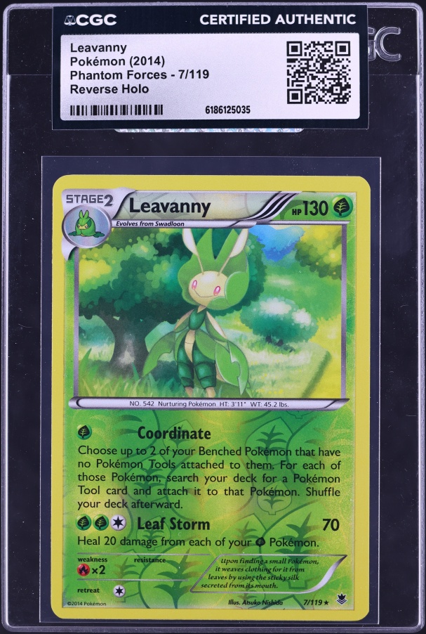 2014 Pokemon XY Phantom Forces Reverse Holo Leavanny #7 CGC AUTH