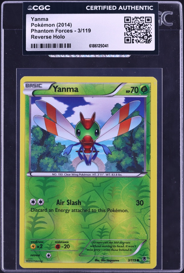 2014 Pokemon Phantom Forces Reverse Holo Yanma #3 CGC AUTH