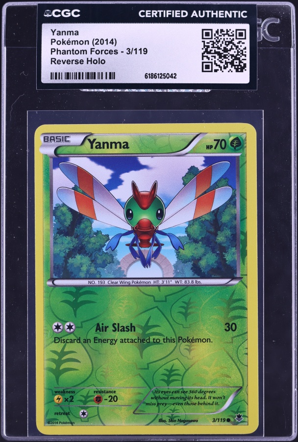 2014 Pokemon Phantom Forces Reverse Holo Yanma #3 CGC AUTH