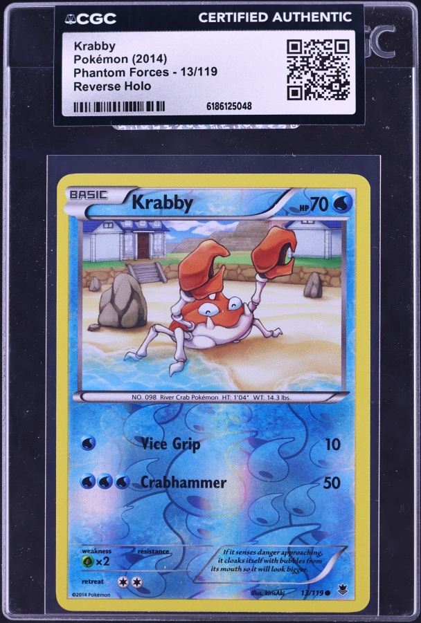 2014 Pokemon Phantom Forces Reverse Holo Krabby #13 CGC AUTH