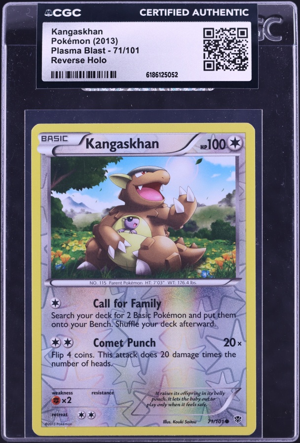 2013 Pokemon Black & White Plasma Blast Reverse Holo Kangaskhan #71 CGC AUTH