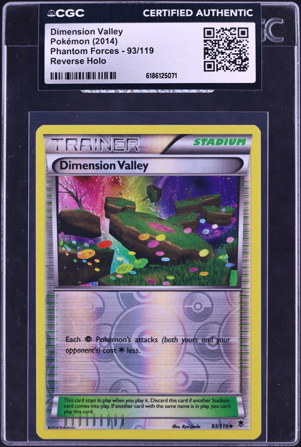 2014 Pokemon Phantom Forces Reverse Holo Dimension Valley #93 CGC AUTH