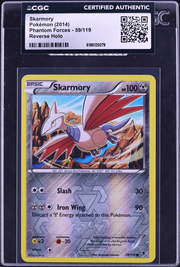 2014 Pokemon Phantom Forces Reverse Holo Skarmory #59 CGC AUTH