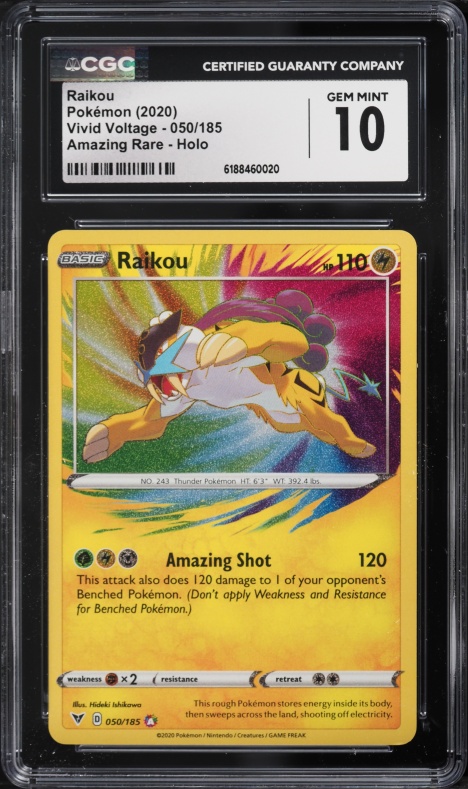 raikou pokemon card price AGS (EX-MT+ 6.5) #13 048/172 / Ultra Rare Card Type / HP / Stage 2020 Pokemon Sword & Shield