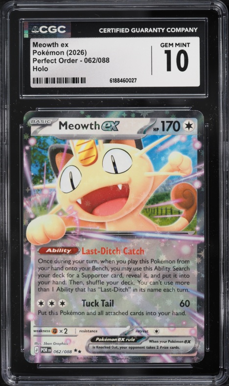 2026 Pokemon Japanese Mega Nihil Zero SAR Meowth ex #114 CGC 10