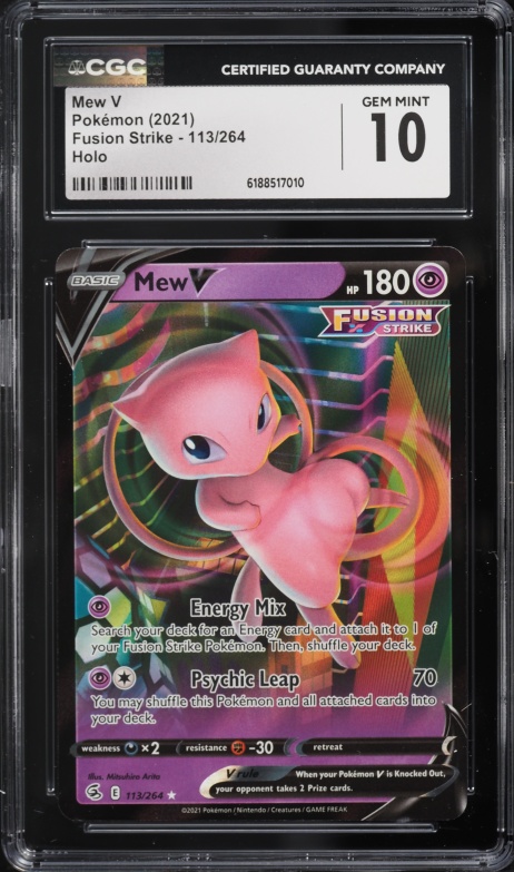 mew v pokemon card price 2021 Japanese Sword & Shield Fusion Arts #39 CGC 10 GEM MINT on Fanatics Collect Mew V180 HP Mew V #60 Pokemon New