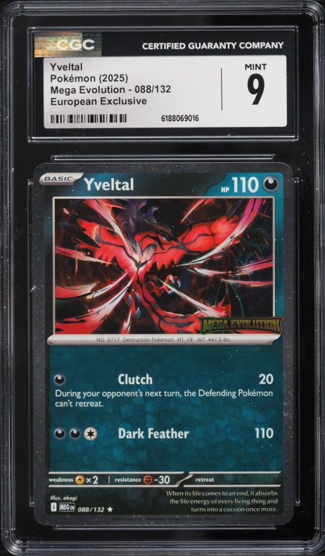 2025 Pokemon Mega Evolution European Exclusive Yveltal #88 CGC 9 MINT