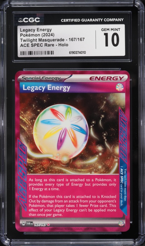 2024 Pokemon Scarlet & Violet Twilight Masquerade Ace Spec Legacy Energy #167 CGC 10 GEM MINT