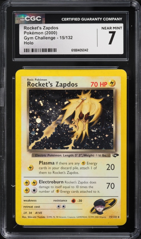 2000 Pokemon Gym Challenge Holo Rocket's Zapdos #15 CGC 7 NRMT