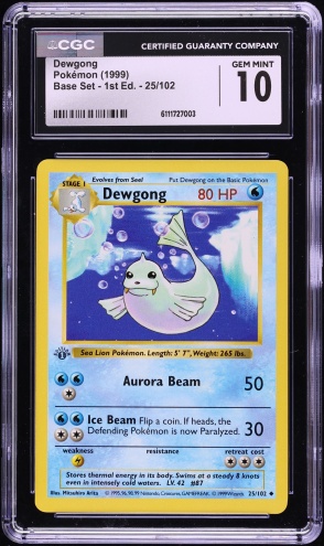 1999 Pokemon Base Set Shadowless 1st Edition Dewgong #25 CGC 10 GEM MINT