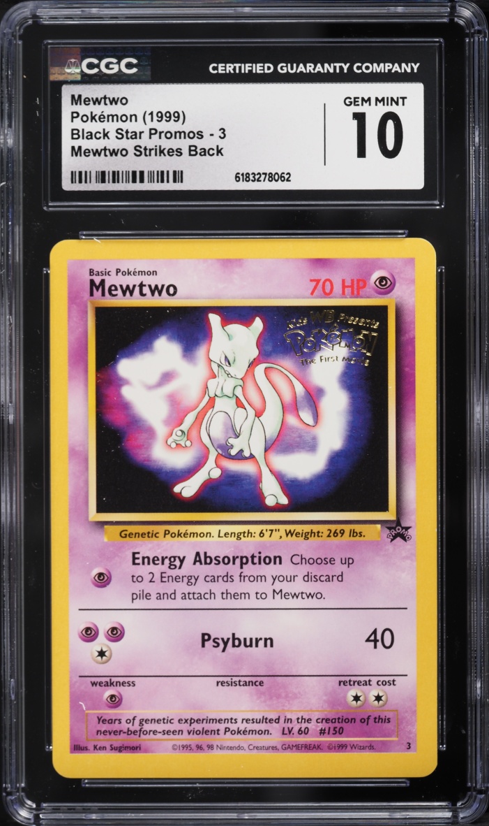 1999 Pokemon Black Star Promo Strikes Back Movie Mewtwo #3 CGC 10 GEM MINT