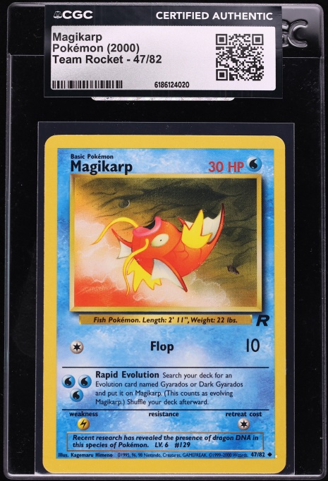 2000 Pokemon Team Rocket Magikarp #47 CGC AUTH