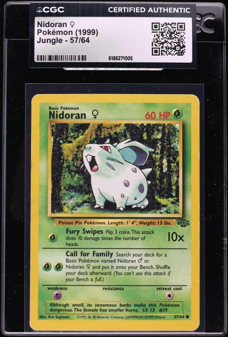 1999 Pokemon Jungle Nidoran #57 CGC AUTH