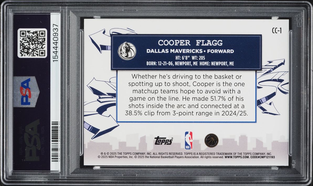 2025 Topps Clutch City Prospects Cooper Flagg ROOKIE #CC-1 PSA 9 MINT