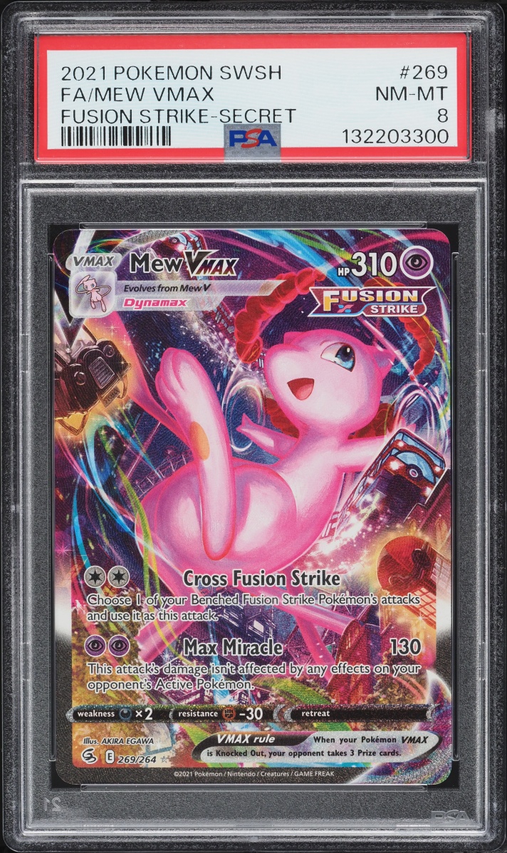 2021 Pokemon Sword & Shield Fustion Strike Alt Art Mew VMAX #269 PSA 8 NM-MT