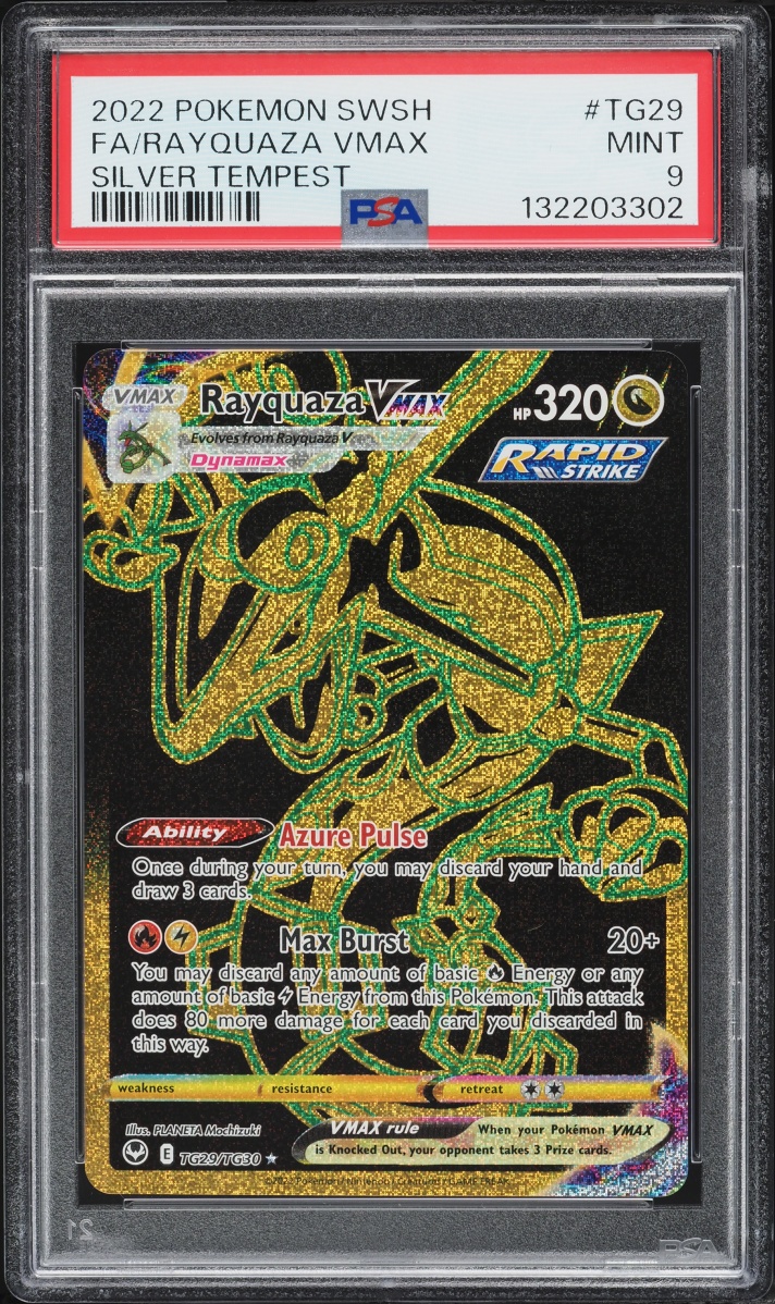 2022 Pokemon Sword & Shield Silver Tempest Full Art Rayquaza VMAX #TG29 PSA 9 MINT