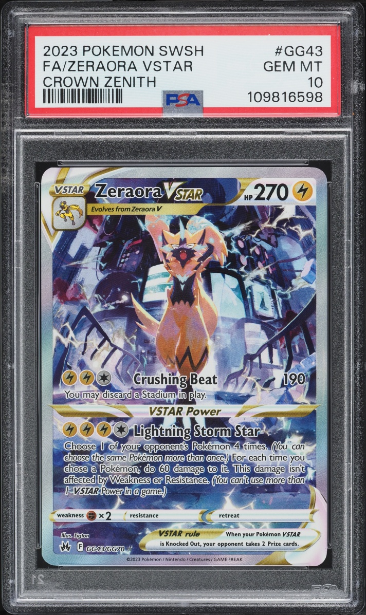 2023 Pokemon Sword & Shield Crown Zenith Alt Art Zeraora Vstar #GG43 PSA 10 GEM MINT