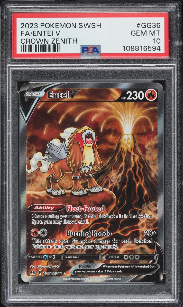 2023 Pokemon Sword & Shield Crown Zenith Full Art Entei V #GG36 PSA 10 GEM MINT
