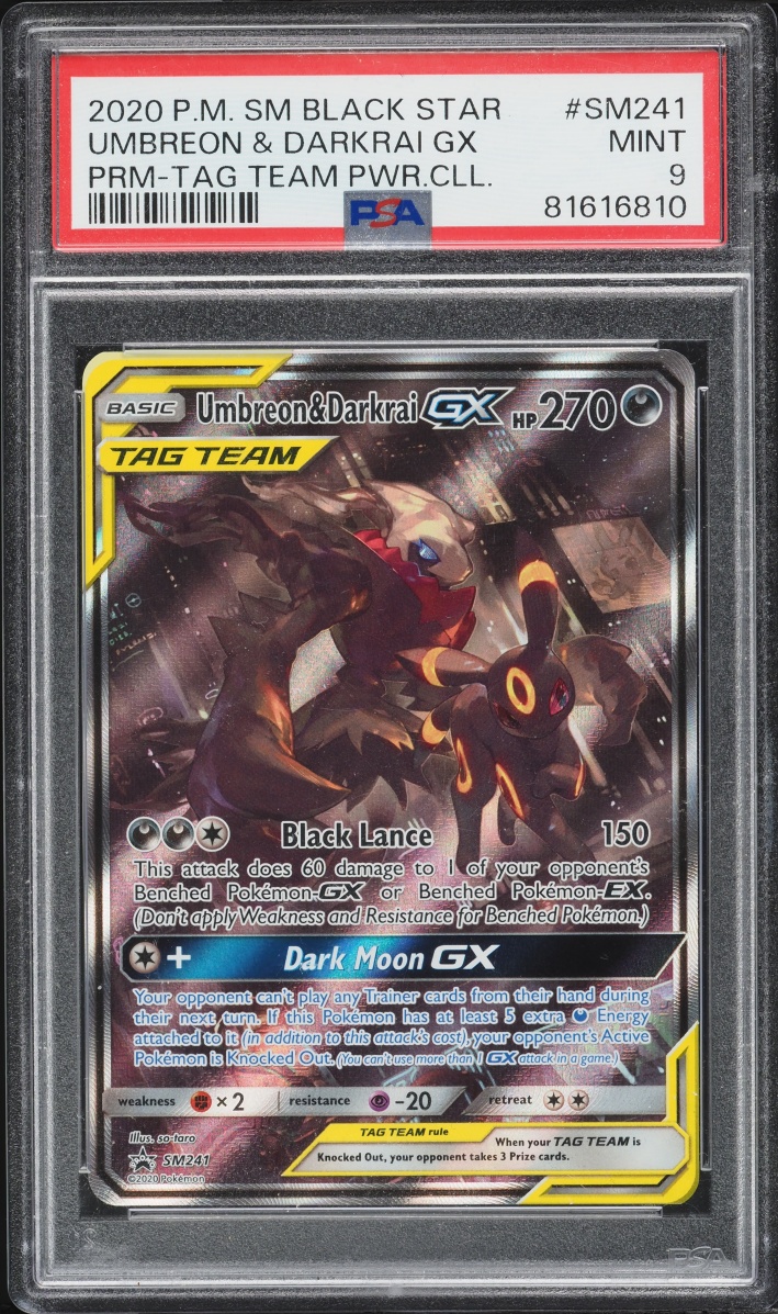 2020 Pokemon Sun & Moon Promo Tag Team Powers Full Art Umbreon Darkrai GX #SM241 PSA 9 MINT