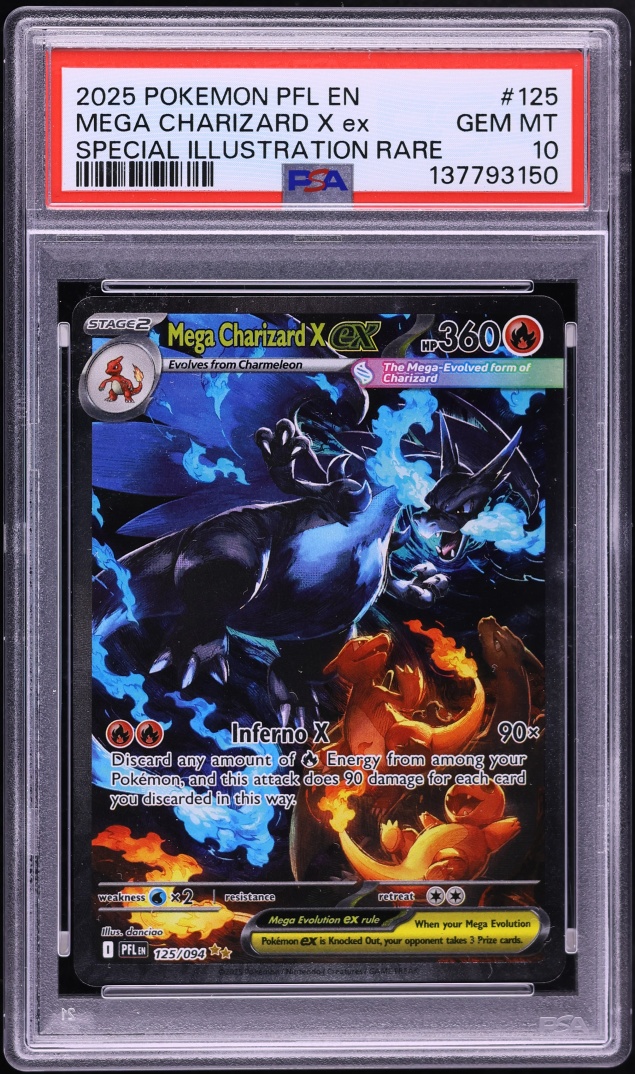 2025 Pokemon Mega Evolution Phantasmal Flames SIR Mega Charizard X ex #125 PSA 10 GEM MINT