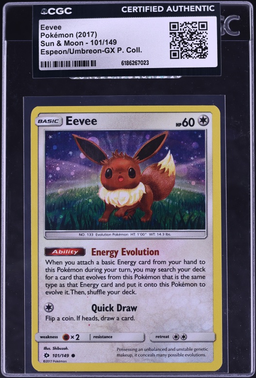 2017 Pokemon Sun & Moon Espeon & Umbreon Gx Premium Cosmos Holo Eevee #101 CGC AUTH