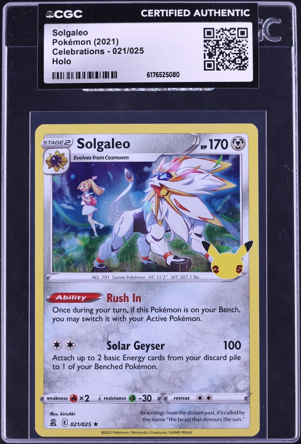 2021 Pokemon Sword & Shield Celebrations Holo Solgaleo #21 CGC AUTH