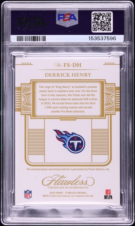 2022 Panini Flawless Symbols Derrick Henry PATCH 1/2 #FSDH PSA 8 NM-MT